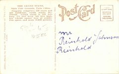 1920 ca. THE GRAND STAND Auto Racing Minnesota State Fair postcard back