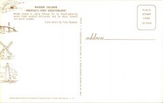 RHODE ISLAND AMERICA’S FIRST VACATIONLAND postcard back