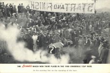 1905 VANDERBILT CUP RACE Locomobile At the starting line postcard front