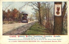 1909 6 4 CASE Steam Roller postcard front