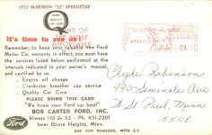 1912 MARMON “32” SPEEDSTER 1967 Bob Carter FORD postcard back
