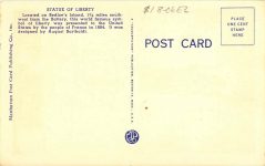 1940 ca. STATUE OF LIBERTY IN NEW YORK HARBOR postcard back
