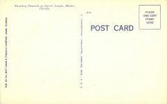 1940 ca. Strutting Peacock PARROT JUNGLE Miami postcard back