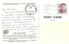 1989 Oscar Meyer Wienermobile postcard from Sam back