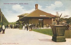 1905 TRAIN EUGENE, OREGON SOUTHERN PACIFIC DEPOT postcard front