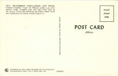 1911 SAVANNAH CHALLENGE CUP RACE Hugies Hughes Type 35 Mercer leads Lou Disbrows Case postcard back