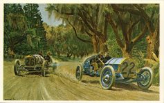 1911 SAVANNAH CHALLENGE CUP RACE Hugies Hughes Type 35 Mercer leads Lou Disbrows Case postcard front