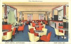 1935 ca. The Rendezous NEW HOTEL JEFFERSON Saint Louis, MO postcard front