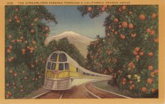1939 7 15 TRAIN STREAMLINER PASSING THROUGH CALIFORNIA 858 postcard front