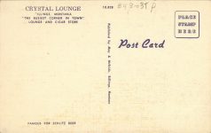 1940 ca. Billings, Montana Crystal Lounge postcard back