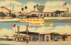 1940 ca. Park Hotel Courts AND Park Grill Falfurrias, TEXAS postcard front