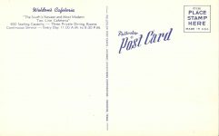 1940 ca. WELDON CAFETERIA Houston, TEXAS postcard back