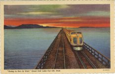 1948 1 28 TRAIN Going to Sea by Rail Great Salt Lake Cut Off 6A H2493 postcard front