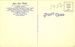 1956 Star Lite Motel Carlisle, PENNA postcard back