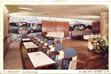 1960 ca. SS JERUSALEM Tourist Class Lounge postcard front