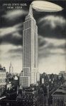 1932 ca. NYC EMPIRE STATE BUILDING and airship postcard front