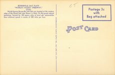 1950 ca. UTAH Bonneville Salt Flats 109 postcard back