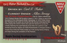 1915 Fisher Packard Pace Car “A Step Back In Time” Event Collector Card 9 of 13 3.75″×2.5″ back