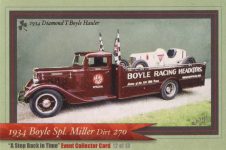 1934 Boyle Spl Miller Dirt 270 “A Step Back In Time” Event Collector Card 12 of 13 3.75″×2.5″ front
