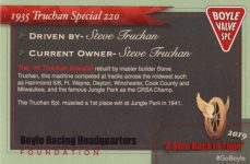 1935 Truchan Special 220 “A Step Back In Time” Event Collector Card 11 of 13 3.75″×2.5″ back