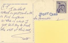 1940 ca. Jacksonville, Florida Municipal Airport J22 posted 1979 4 4 postcard back