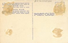 1940 ca. WIS, Milwaukee RED ROOM BAR postcard back