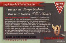 1946 Sparks Thorne Little Six “A Step Back In Time” Event Collector Card 10 of 13 3.75″×2.5″ back