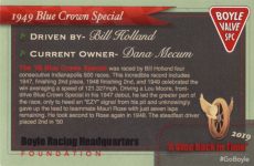 1949 Blue Crown Special “A Step Back In Time” Event Collector Card 8 of 13 3.75″×2.5″ back