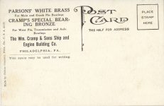 1915 ca. CRAMP’S BEARING METALS IN ALL THE ABOVE postcard back