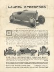 1924 ca. IND RACING EQUIPMENT LAUREL SPEEDFORD LAUREL MOTORS CORPORATION sheet 9″×12″ Front