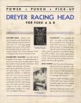 1935 ca. IND DREYER RACING HEAD FOR FORD A & B 9″×11.5″ Front