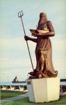 1950 ca. MINN Duluth NEPTUNE SYMBOLIC RULER OF THE SEA sculpture postcard front