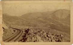 1880 ca. PIKES PEAK ABOVE TIMBER LINE LOWS BOOK STORE Colorado Springs, Colo 8″×5″ photograph front