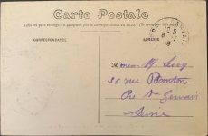 1910 ca. RENAULT 1632 Circuit de Dieppe Szisz sur voiture Renault postcard back screenshot
