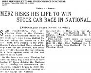 1911 2 23 MERZ RISKS HIS LIFE TO WIN STOCK CAR RACE IN NATIONAL. Los Angeles Times (1886-1922)
