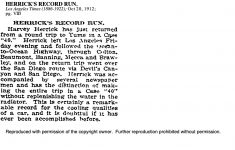 1912 10 20 HERRICK’S RECORD RUN. Los Angeles Times (1886-1922)