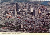 1980 ca. MINN, Minneapolis Aerial view 6″×4″ postcard front