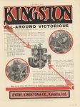 1909 11 18 IND KINGSTON Carburetors ALL AROUND VICTORIOUS MOTOR AGE ad 8.5″×11.5″ Geo page 55