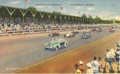 1935 ca. Indy 500 INDIANAPOLIS SPEEDWAY pace lap photo by FM Kirkpatrick postcard front