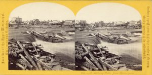 1863 ca. MINN Minneapolis 166 St. Anthony Falls from Minneapolis Beanties of the Mississippi Valley 7″×3.5″ stereo front
