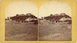 1870 ca. MINN Minneapolis Fort Snelling from down below by Mississippi 7×4 stereo front