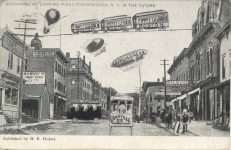 1905 ca. NEW YORK Ticonderoga IN THE FUTURE EXCHANGE ST LOOKING WEST Published by HR Hulett postcard front