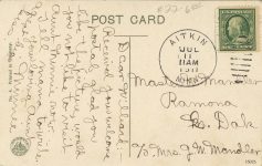 1911 7 11 MINN Aitken STEAMER ORILE ON MISSISSIPPI postcard back