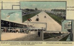 1911 ca. Indy 500 Multi-View 90-MILES PER HOUR postcard front
