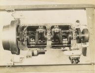 1915 7 21 CASE 4-cyl Interior View of 1916 motor for automobile view from bottom 9.5″×7.25″ Geo photo front 1