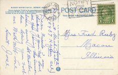 1928 8 2 HUDSON MOTOR CAR CO DETROIT, MICH factory postcard back
