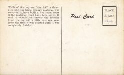 1935 ca. INTERIOR OF STRAUGHAN’S REDWOOD LOG postcard back