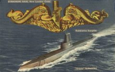 1940 ca. CONN New London SUBMARINE BASE Gubby Submarine postcard front