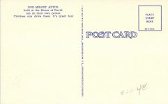 1940 ca. MICH Benton Harbor MIDGET AUTO SPEEDWAY HOUSE OF DAVID PARK postcard back