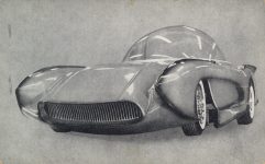 1957 Corvette EX-SONIC B & W card front